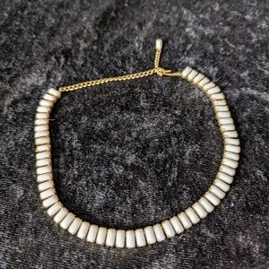 Vintage Goldtone & Rectangular Milk Glass Collar Necklace